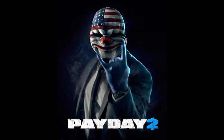 mask, black background, robbery, payday 2, HD wallpaper
