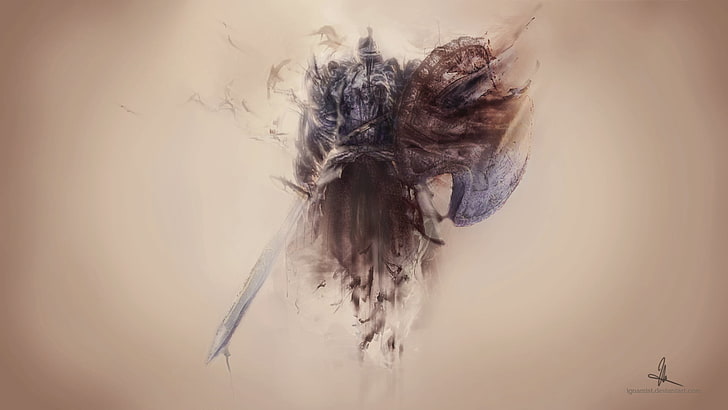 cavaliere con scudo e spada carta da parati digitale, Dark Souls, Dark Souls II, videogiochi, The Pursuer, Sfondo HD