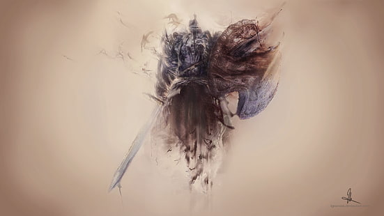 Chevalier avec papier peint numérique avec bouclier et épée, Dark Souls, Dark Souls II, jeux vidéo, The Pursuer, Fond d'écran HD HD wallpaper