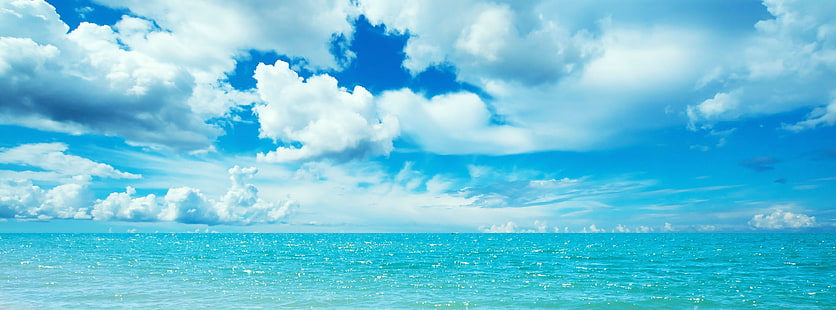 Día soleado, cielo azul y blanco, estaciones, verano, soleado, Fondo de pantalla HD HD wallpaper