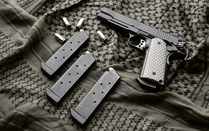 Colt 1911, Kimber Manufacturing, pistol, pistol, peluru, Wallpaper HD