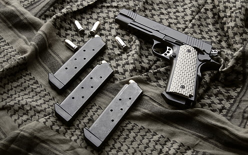Кольт 1911, Кимбер Производство, пистолет, пистолет, пуля, HD обои HD wallpaper
