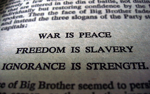 vitt skrivarpapper, citat, närbild, bok citat, George Orwell, 1984, storebror, litteratur, böcker, HD tapet HD wallpaper