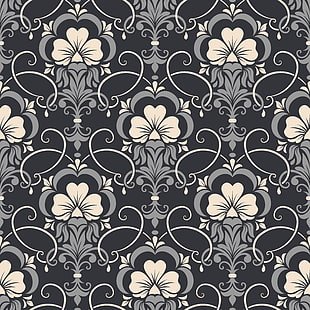 flowers, background, pattern, vector, texture, seamless, damask, HD wallpaper HD wallpaper