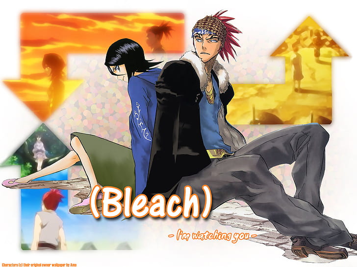 Bleach, Renji Abarai, Rukia Kuchiki, HD wallpaper