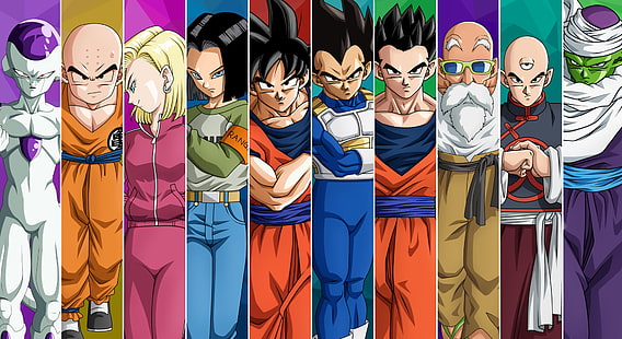 วอลเปเปอร์ดิจิทัลตัวละคร Dragonball Z, Dragon Ball, Dragon Ball Super, Android 17 (ดราก้อนบอล), Android 18 (ดราก้อนบอล), Frieza (ดราก้อนบอล), Gohan (ดราก้อนบอล), Goku, Krillin (ดราก้อนบอล), Master Roshi ( Dragon Ball), Piccolo (ดราก้อนบอล), Tien Shinhan (Dragon Ball), Vegeta (ดราก้อนบอล), วอลล์เปเปอร์ HD HD wallpaper