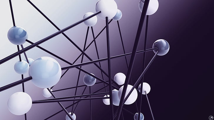 abstract 3d molecular models sphere digital art artwork, HD wallpaper