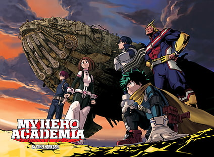Boku no Hero Academia ، Midoriya Izuku ، all might ، Uraraka Ochako، خلفية HD HD wallpaper