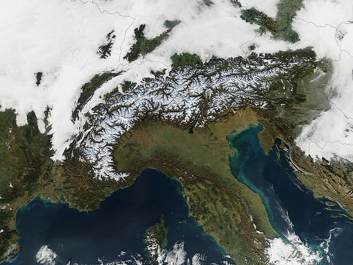 vue aérienne, Alpes, Fond d'écran HD