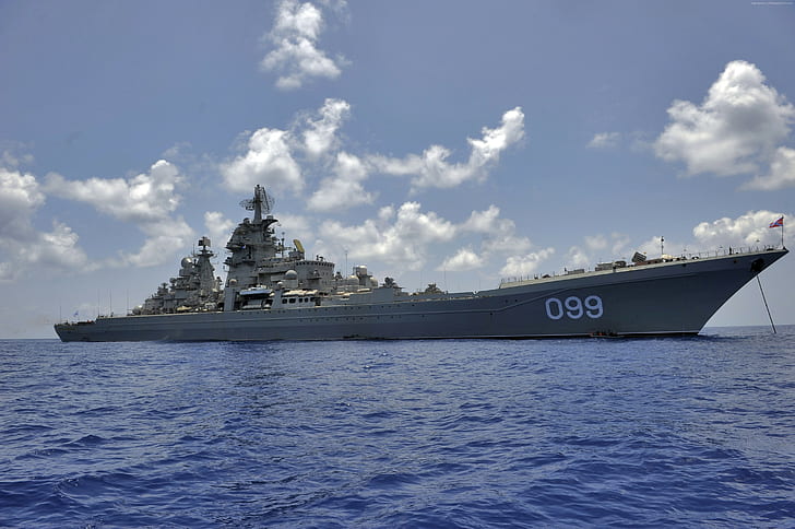 Russische Marine, Schlachtkreuzer, schwerer Raketenkreuzer, 099, Pyotr Velikiy, Kirov-Klasse, Russland, HD-Hintergrundbild