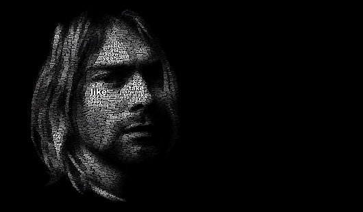 Musiktext Nirvana Kurt Cobain schwarzer Hintergrund 5600x3273 Unterhaltung Musik HD Kunst, Musik, Text, HD-Hintergrundbild HD wallpaper