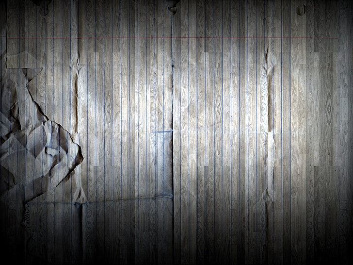 piso de parquet marrón, papel, blanco, arrugado, sábana, gris, negro, Fondo de pantalla HD