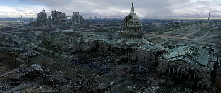 the city, Washington, Fallout 3, Capitol, HD wallpaper
