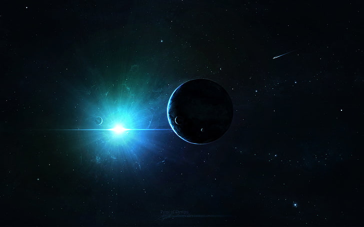 outer space illustration, space, stars, light, planet, universe, planets, HD wallpaper