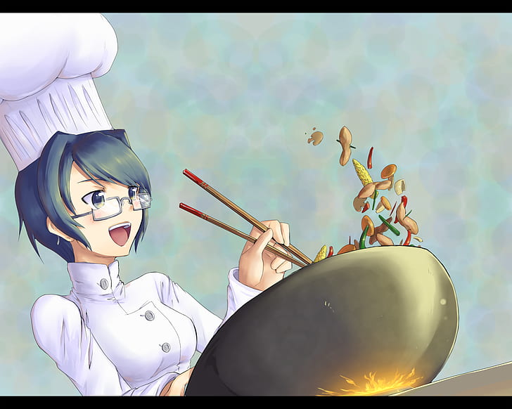 anime, chef, cooking, food, job, work, HD wallpaper