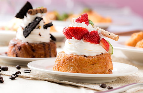 cake, food, strawberries, sweets, HD wallpaper HD wallpaper
