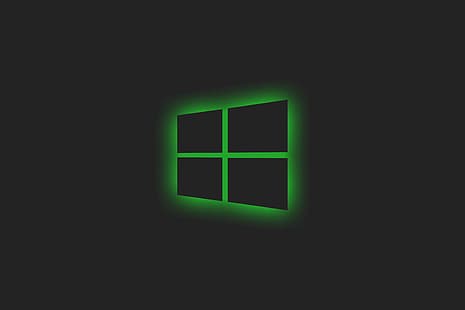 مايكروسوفت ، متوهجة ، خلفية بسيطة ، نافذة ، ويندوز 10 ، أخضر، خلفية HD HD wallpaper