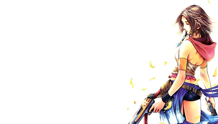 Kobieta trzymająca broń cyfrowa tapeta, Final Fantasy, gry wideo, grafika, Final Fantasy X, Yuna, Tapety HD