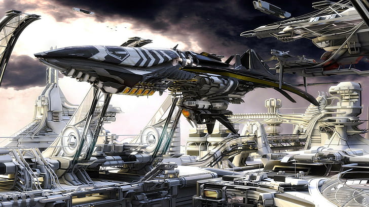 Raumschiff, Raumstation, Fahrzeug, Science Fiction, futuristisch, HD-Hintergrundbild