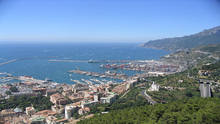 Port Salerno utsikt från slottet, HD tapet