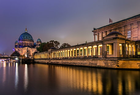 *** Германия-Берлин ***, Берлин, ночь, архитектура, Германия, свет, город, природа и пейзажи, HD обои HD wallpaper