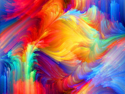разноцветная абстрактная живопись, узор, краски, радуга, объем, пятно, рельеф, HD обои HD wallpaper