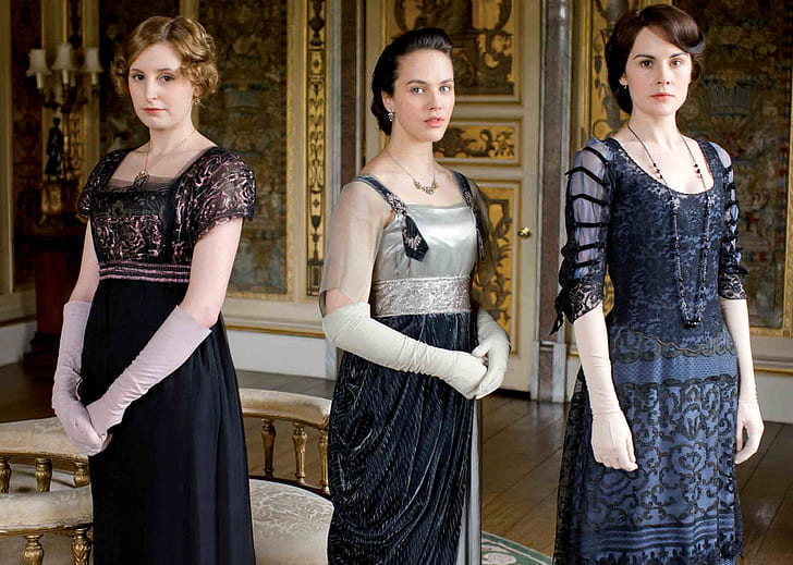 the series, characters, actress, Downton Abbey, Michelle Dockery, Edith Crawley, Sybil Crawley, Mary Crowley, Laura Carmichael, Jessica Brown Findlay, HD wallpaper
