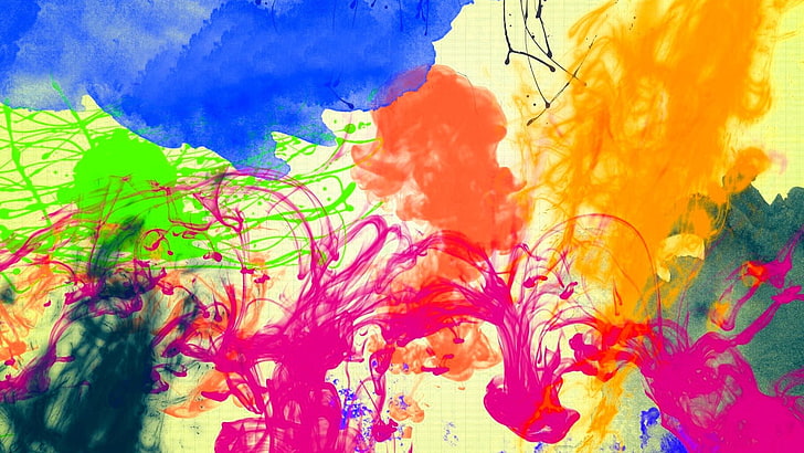 assorted-color abstract painting, paint in water, abstract, colorful, digital art, artwork, HD wallpaper
