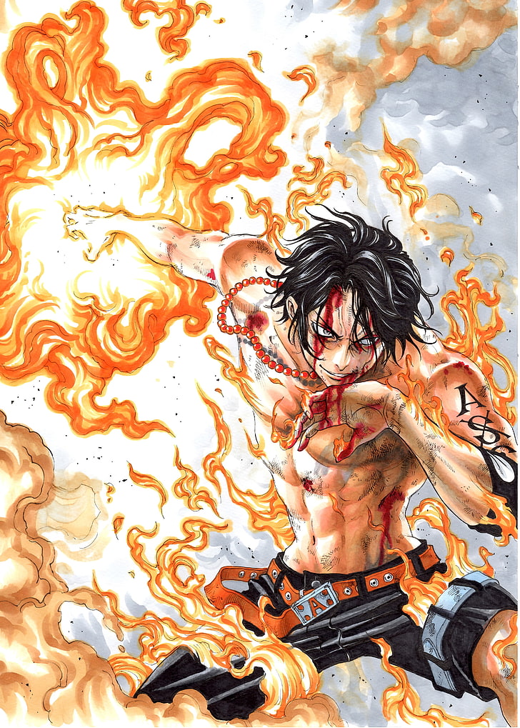 Illustration de Portgas D. Ace, une anime, One Piece, Portgas D. Ace, garçons d'anime, Fond d'écran HD, fond d'écran de téléphone