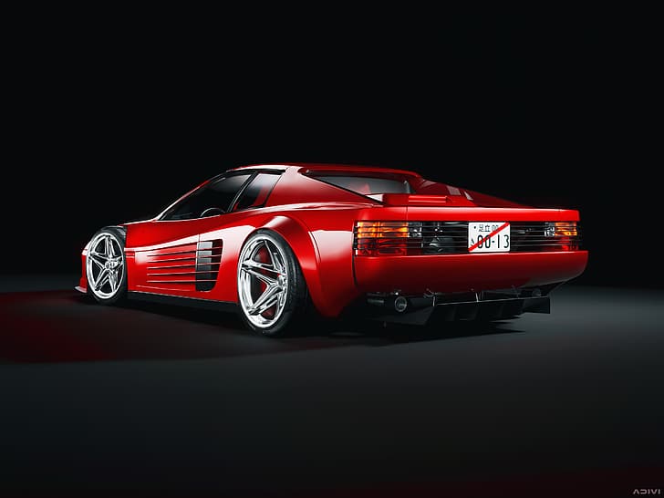 Ferrari, Ferrari Testarossa, concept art, concept cars, digital art, digital, render, artwork, red cars, car, vehicle, supercars, italian cars, HD wallpaper