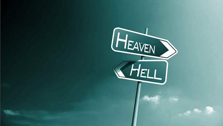 천국, 지옥, 표지판, HD 배경 화면