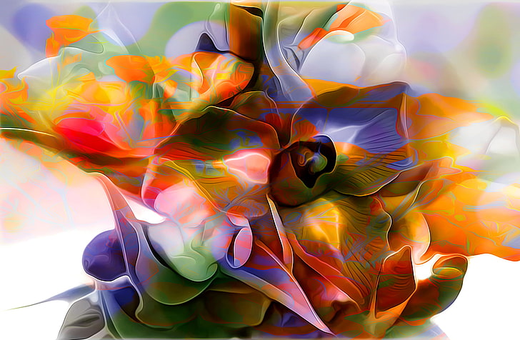 multicolored petaled flowers, flower, line, paint, petals, HD wallpaper