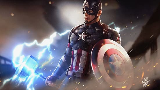 Capitán América, escudo, Marvel Comics, Marvel Cinematic Universe, Los Vengadores, Fondo de pantalla HD HD wallpaper