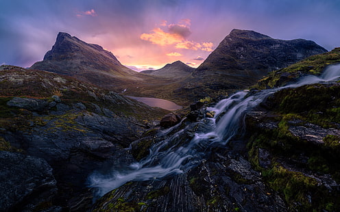 Romsdalen Valley In Norvegia Sunrise Morning Light Desktop HD Wallpaper per tablet PC e cellulare 3840 × 2400, Sfondo HD HD wallpaper