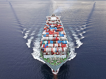 handel, containrar, kommersiellt fartyg, HD tapet HD wallpaper