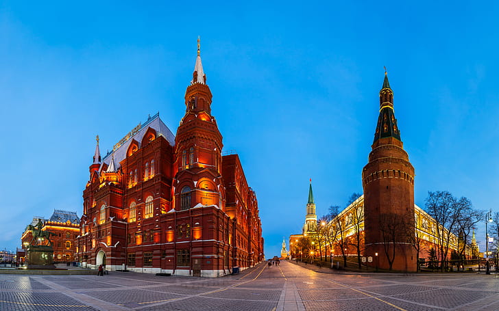 Kremlin Dan Museum Sejarah Di Sore, Moskow, Rusia, Wallpaper HD