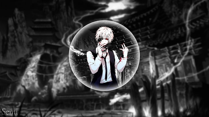 personaje de anime masculino en fondo de pantalla de traje negro, anime, Kaneki Ken, Tokyo Ghoul, negro, Tokio, Japón, Fondo de pantalla HD