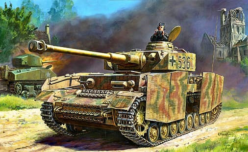 Tyskland, tank, Panzerkampfwagen IV, WW2, Tankvapen, Pz.Kpfw.IV, M4 Sherman, genomsnitt, Ausf. H, HD tapet HD wallpaper