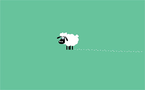 Petit mouton errant, illustration de mouton blanc et noir, dessins animés, vert, dessin animé, lumière, mouton, arrière-plan, Fond d'écran HD HD wallpaper
