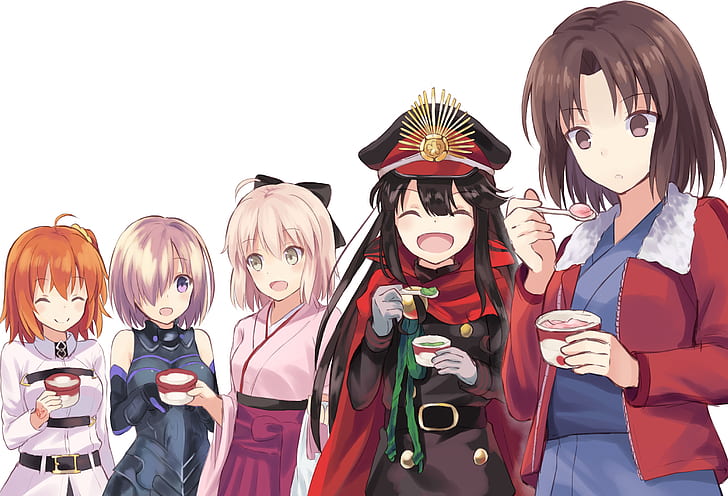 Fate Series, Fate / Grand Order, Demon archer (Fate / Grand Order), Fujimaru Ritsuka, Sakura Saber, Shielder (Fate / Grand Order), Shiki Ryougi, Fond d'écran HD