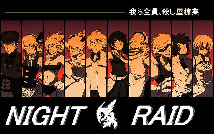 Night Raid collage ، animé ، Akame ga Kill !، Bulat ، Chelsea ، Leone ، Mine (Akame ga Kill) ، Tatsumi ، Akame ، Lubbock ، Najenda ، Susanoo (character) ، Sheele، خلفية HD