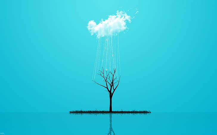 Alive Tree, pohon, biru, hitam, hidup, 3d dan abstrak, Wallpaper HD