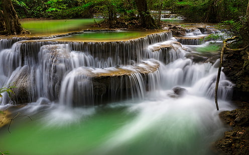 Deep Forest Waterfall Kanchanaburi Thailand Ultra HD Wallpapers per desktop telefoni cellulari e laptop 3840 × 2400, Sfondo HD HD wallpaper