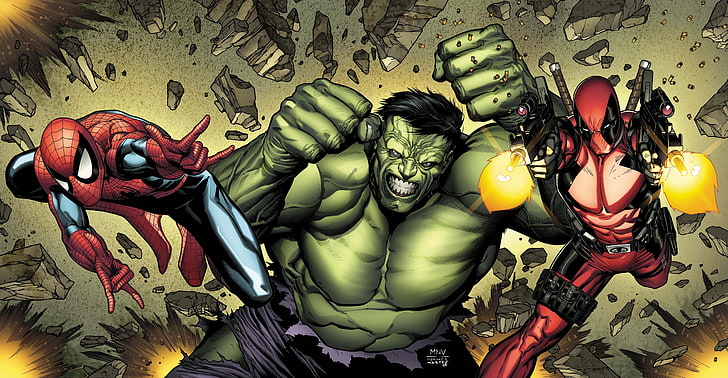 Otrolig Hulk illustration, vapen, ilska, ninja, Hulk, svärd, serier, spider-man, HD tapet