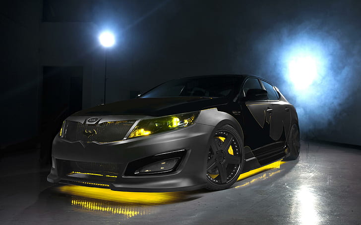 2012 Kia Batman Optima SX Limited, черно-желтый 5-дверный хэтчбек, лимитированный, optima, 2012, бэтмен, автомобили, HD обои