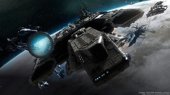 space ship illustration, Stargate, Daedalus-class, space battle, space, TV, science fiction, HD wallpaper HD wallpaper