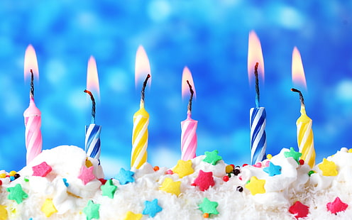 お誕生日おめでとう、キャンドル、ケーキ、幸せ、誕生日、キャンドル、ケーキ、 HDデスクトップの壁紙 HD wallpaper