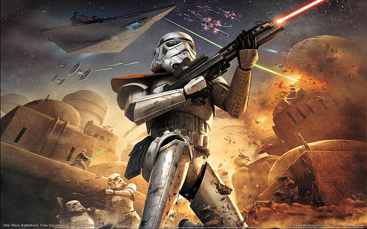 Star Wars Stormtroopers Weapon Fire Front Elite Squadron Video Game Hd Desktop Wallpapers, HD тапет