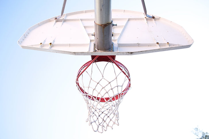 aro de baloncesto rojo y blanco, aro de baloncesto, baloncesto, red, Fondo de pantalla HD