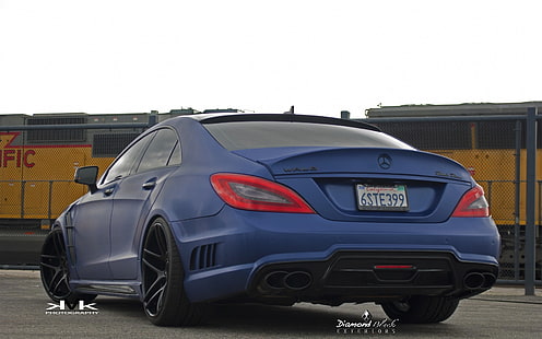 черен седан на Mercedes-Benz, Mercedes-Benz CLS, кола, сини автомобили, HD тапет HD wallpaper